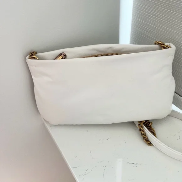 NWT Authentic Dolce & Gabbana Devotion White Leather Heart Bag Gold Chain Pearl - Picture 14 of 14